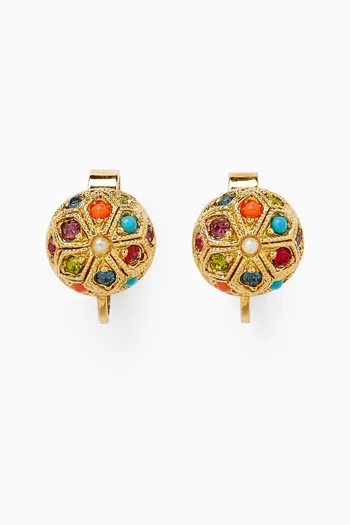 1990s Vintage Round Clip-on Earrings in 22kt Gold-plated Brass