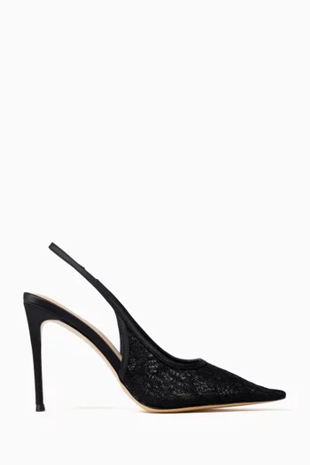 Hawa 100 Slingback Pumps in Lace & Satin