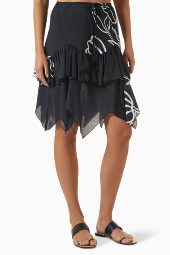 Tulipanes Midi Skirt in Cotton-voile