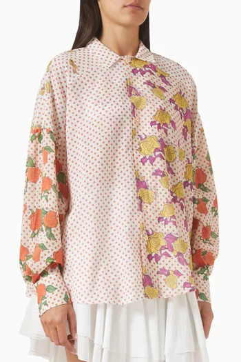 Pajaritos Y Rosas Shirt in Cotton Voile