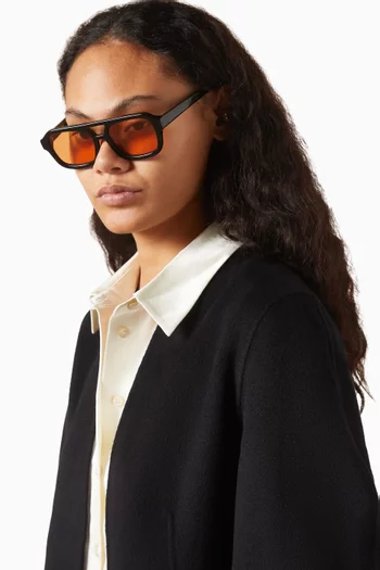 Lueur Noir Aviator Sunglasses in Acetate