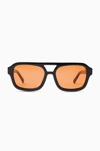 Lueur Noir Aviator Sunglasses in Acetate