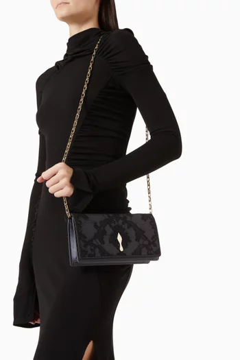 Bettina Clutch in Crepe Satin & Chantilly Lace