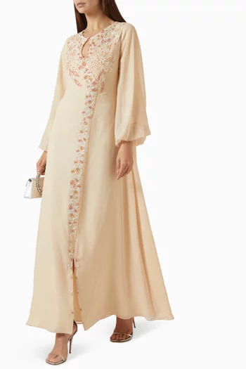 Floral-embroidered Dress in Chiffon