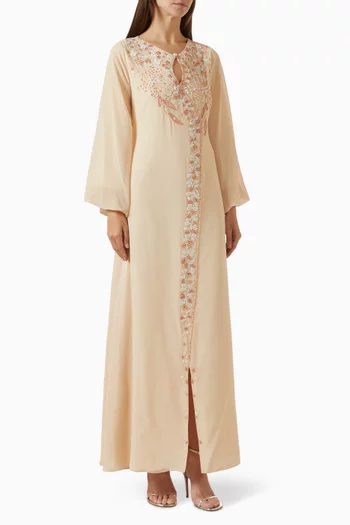 Floral-embroidered Dress in Chiffon