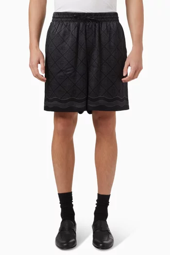 Monogram-print Shorts in Silk Twill