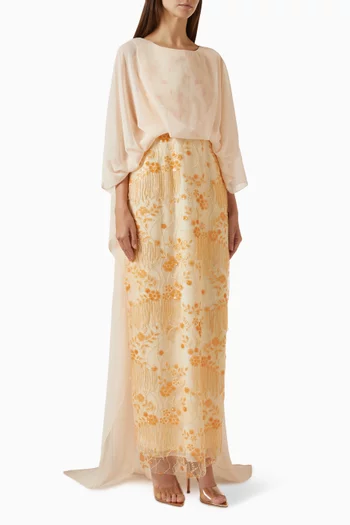 Embellished Cape Dress