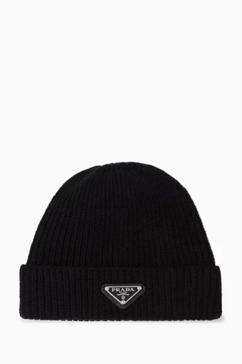 Logo Beanie in Wool-cashmere