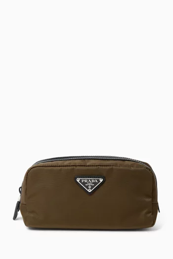 Necessaire Toiletry Bag in Re-Nylon & Saffiano Leather