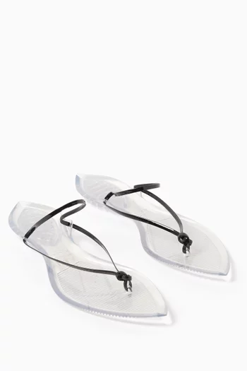 Invisible Thong Sandals in Patent Calfskin