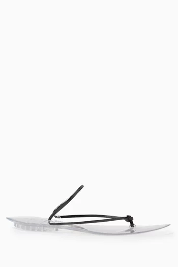 Invisible Thong Sandals in Patent Calfskin