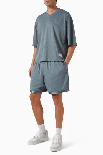 V-neck Cropped Jersey T-shirt in Mesh