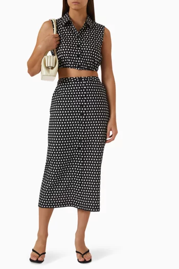The Polka Dot Midi Skirt in Cotton