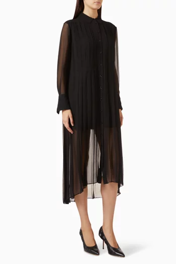 The Whisper Pleat Shirt Dress in Silk