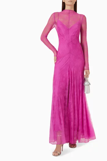 Esha Embroidered Dress in Lace Mesh