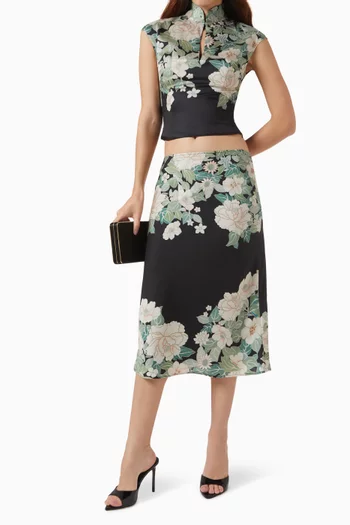 Dara Printed Skirt in Satin