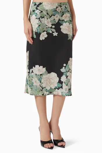 Dara Printed Skirt in Satin