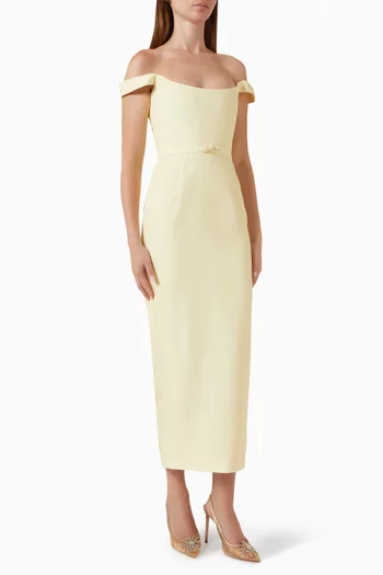 Robyn Off-shoulder Dress in Crepe