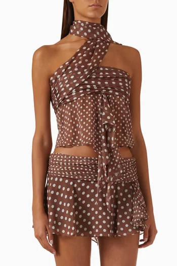 Polka-dot Wrap Top in Crinkled Chiffon