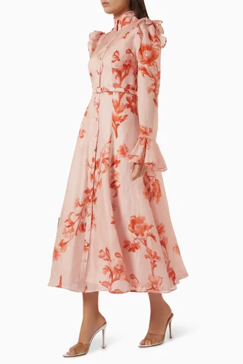 Katrina Printed Dress in Linen Blend