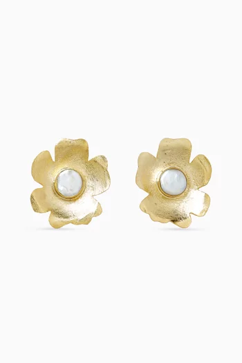 Daisy Statement Earrings in 18kt Gold-plated Metal