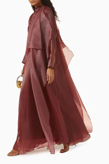 Printed Ruffle Maxi Dress in Organza