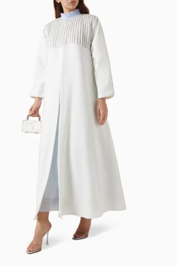Beaded Abaya Set in Crepe & Soft Tulle
