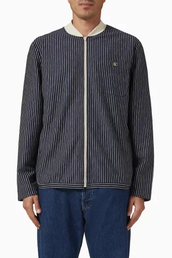Striped Logo Jacket in Viscose-blend