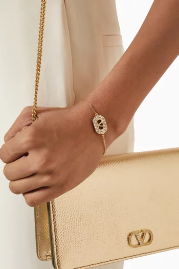 VLogo Signature Swarovski® Bracelet in Gold-tone Brass