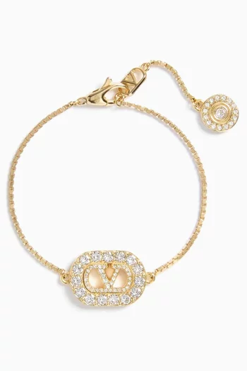VLogo Signature Swarovski® Bracelet in Gold-tone Brass