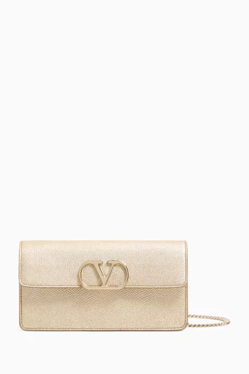 VLOGO Signature Chain Wallet in Leather