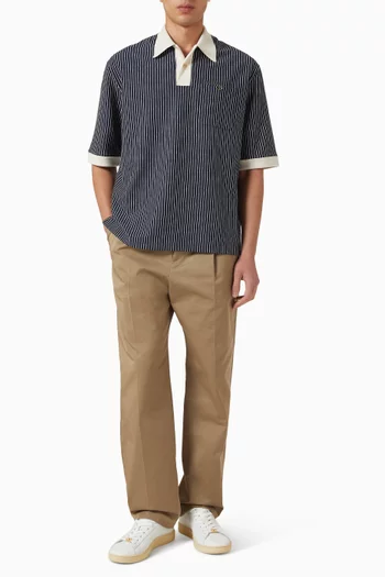 VLogo Striped Polo Shirt in Viscose Blend