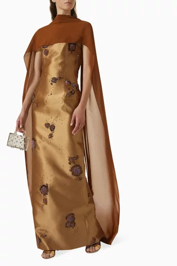 Cortina Cape Embroidered Gown