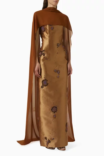Cortina Cape Embroidered Gown