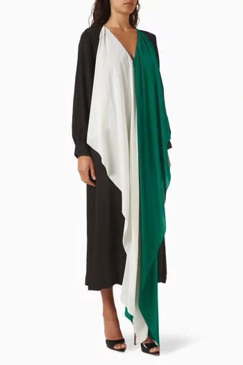 Draped Colour-block Dress in Crepe