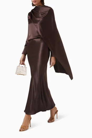 Avery Draped Top & Skirt Set in Naia™ Satin
