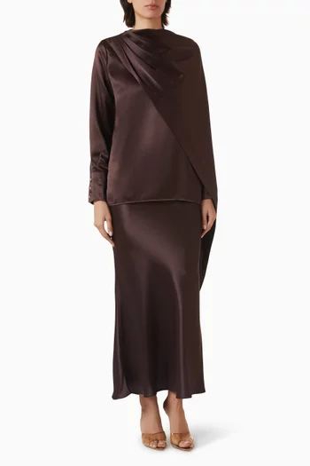 Avery Draped Top & Skirt Set in Naia™ Satin