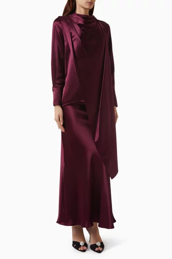 Avery Draped Top & Skirt Set in Naia™ Satin