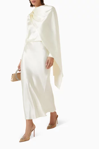 Avery Draped Top & Skirt Set in Naia™ Satin