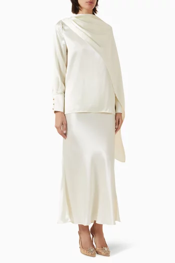Avery Draped Top & Skirt Set in Naia™ Satin