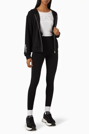 EA7 Strass-embellished Zip Hoodie
