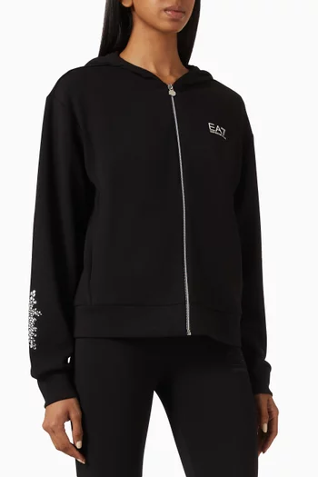 EA7 Strass-embellished Zip Hoodie