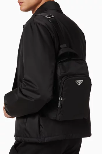 Logo Backpack in Re-Nylon & Saffiano Leather