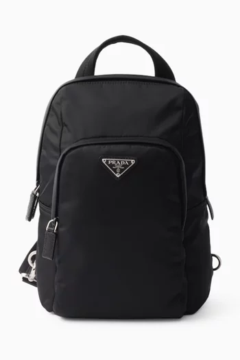Logo Backpack in Re-Nylon & Saffiano Leather