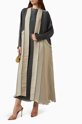 Two-tone 3-piece Abaya Set in Silk Organza
