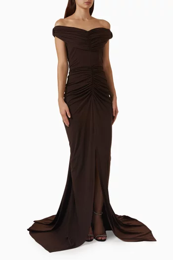 Mireya Off-shoulder Gown in Jersey