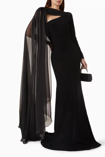 Arlena Cape Gown in Crepe