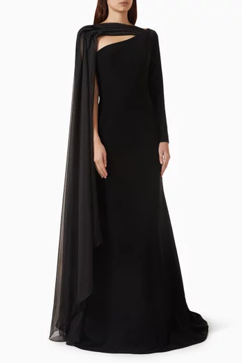 Arlena Cape Gown in Crepe