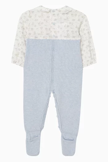 Floral & Knit Romper in Cotton