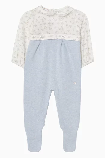 Floral & Knit Romper in Cotton